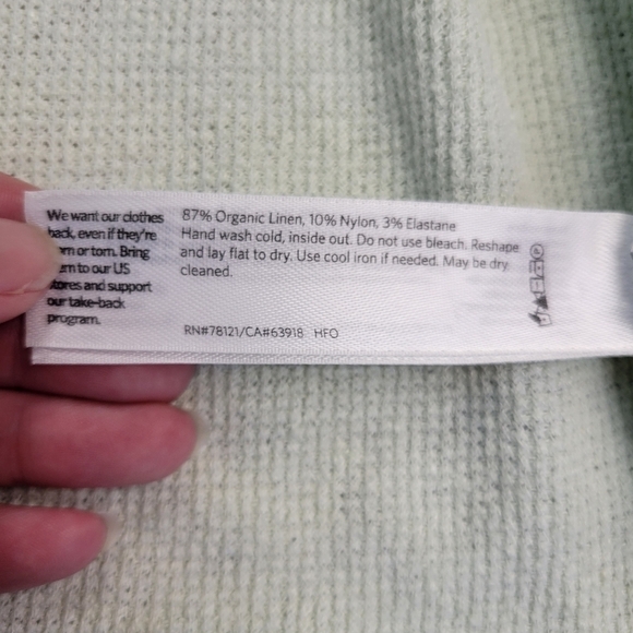 Eileen Fisher Mist Lt Green Linen Crepe Stretch Long Cardigan - Picture 8 of 8